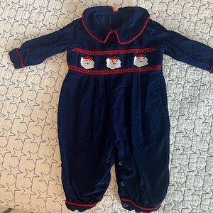 Shrimp & Grits Christmas romper/bubble - 12m